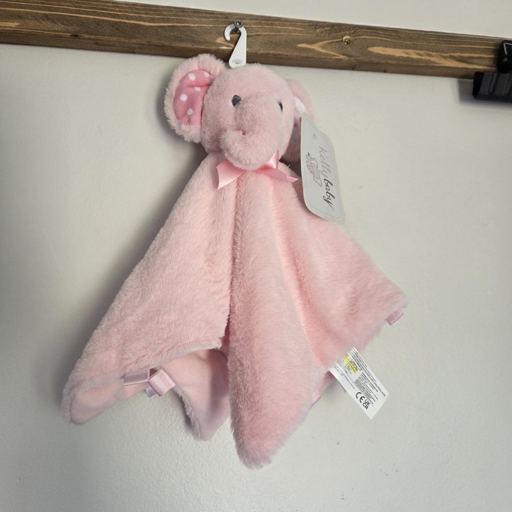 KellyBaby Kelly Baby Plush PINK ELEPHANT Security Blanket Lovey New